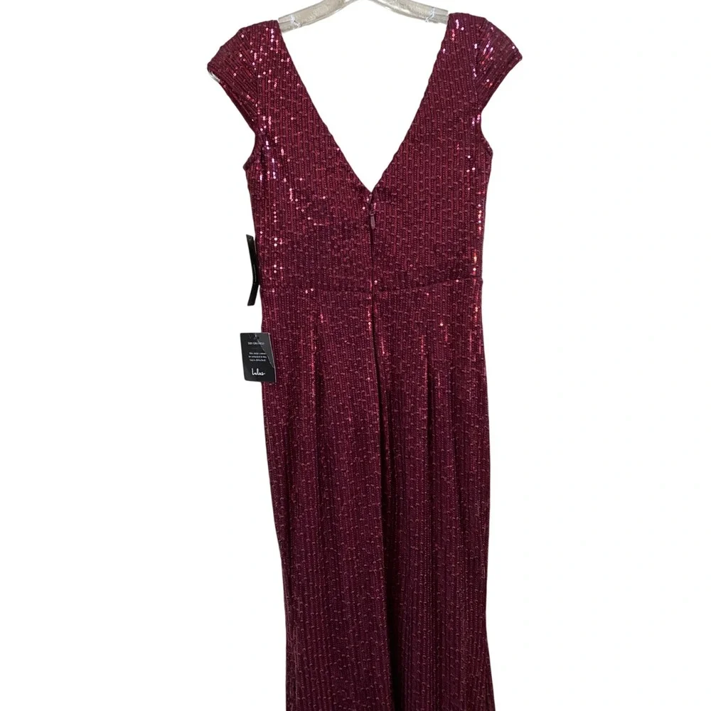 LULUS Catching Compliments Burgundy Sequin Maxi Dress Holiday Glam XS -NWT - Picture 9 of 16